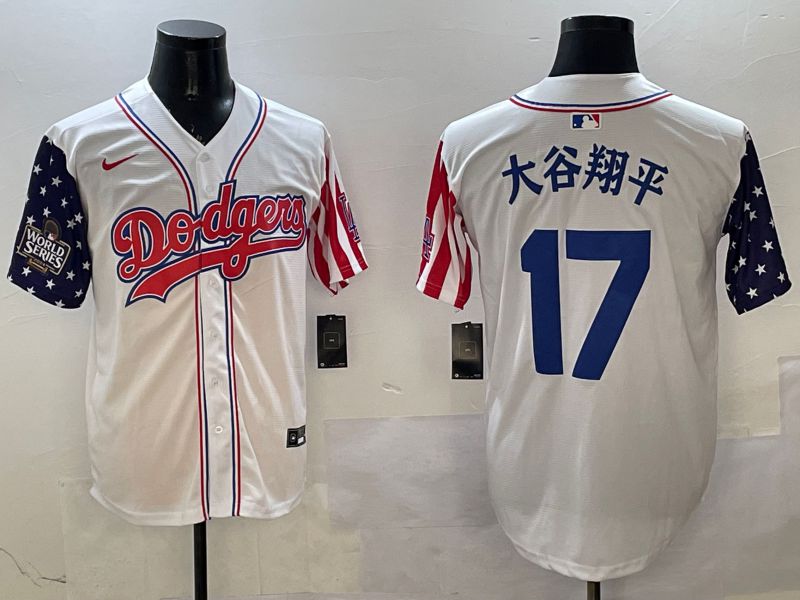 Men Los Angeles Dodgers #17 Ohtani White a generation of national flags Joint name 2025 Nike MLB Jersey style 9